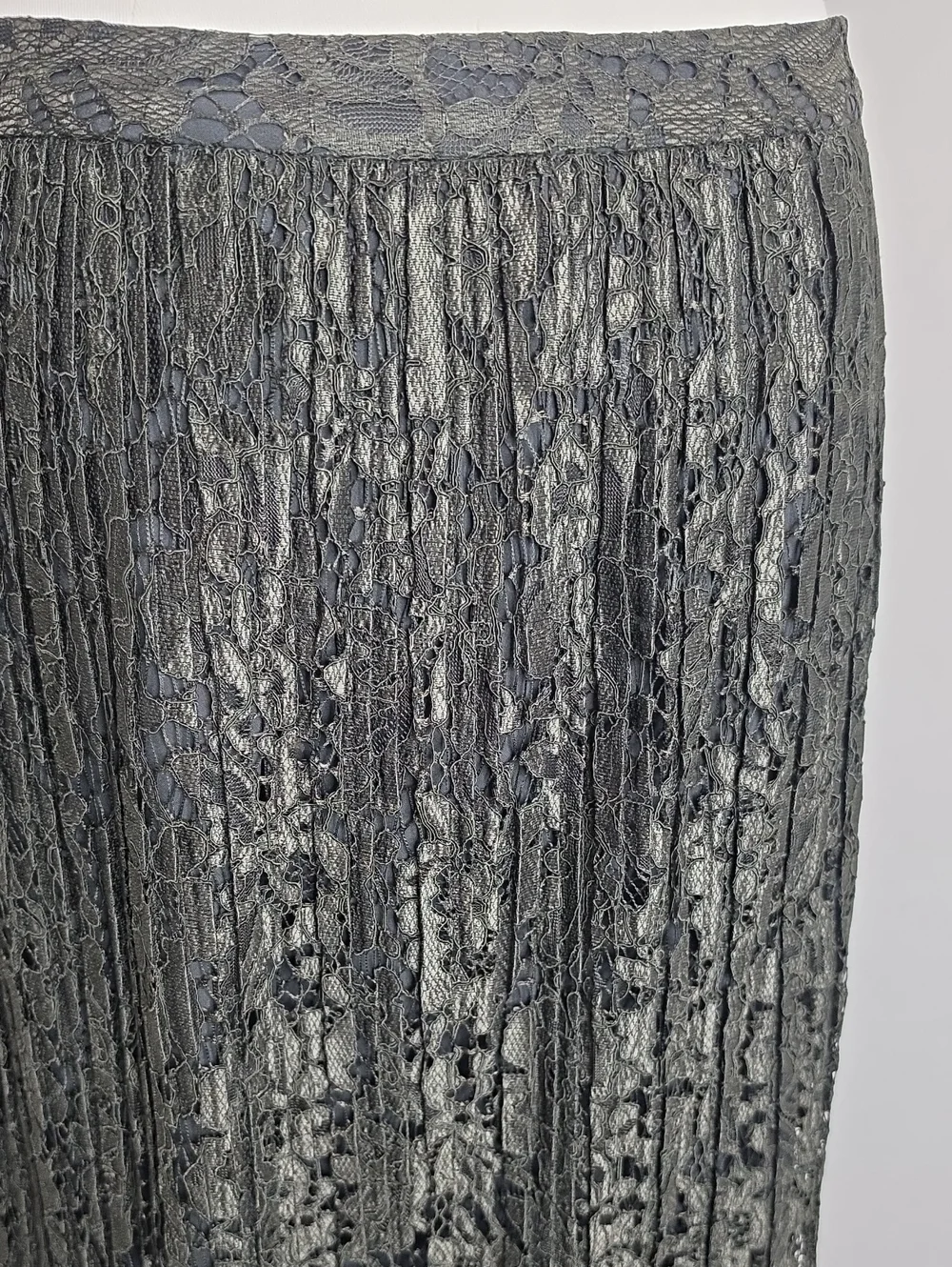 Banana Republic Lace Maxi Skirt 2 Tall Metallic Black